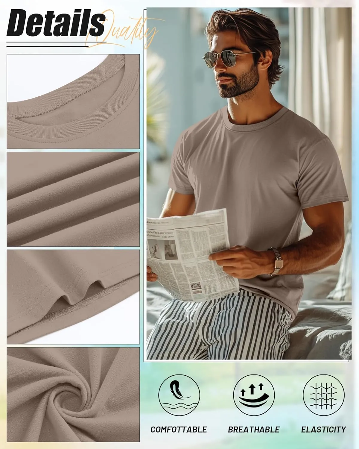 Neer 7 Pack Men's Big and Tall Shirts Summer Cotton Short Sleeve Tee Crew Neck Casual Top Basic Oversize T Shirts