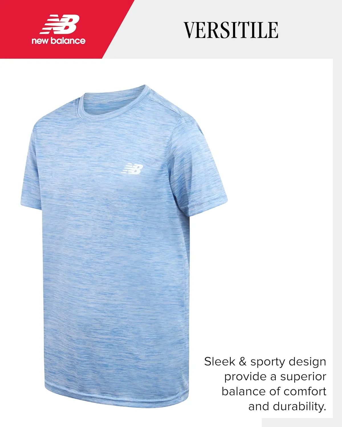 New Balance Boys' Active T-Shirts - 4 Pack Short Sleeve Crew Neck Athletic Performance Dry Fit Shirts for Boys (Sizes: 4-20)