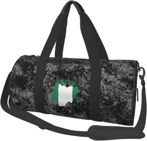 Nigeria Map Flag Convertible Garment Bag with Shoulder Strap, Carry on Garment Duffel Bag for Men Women - Rolling Foldable for Travel Luggage Bags (Black)