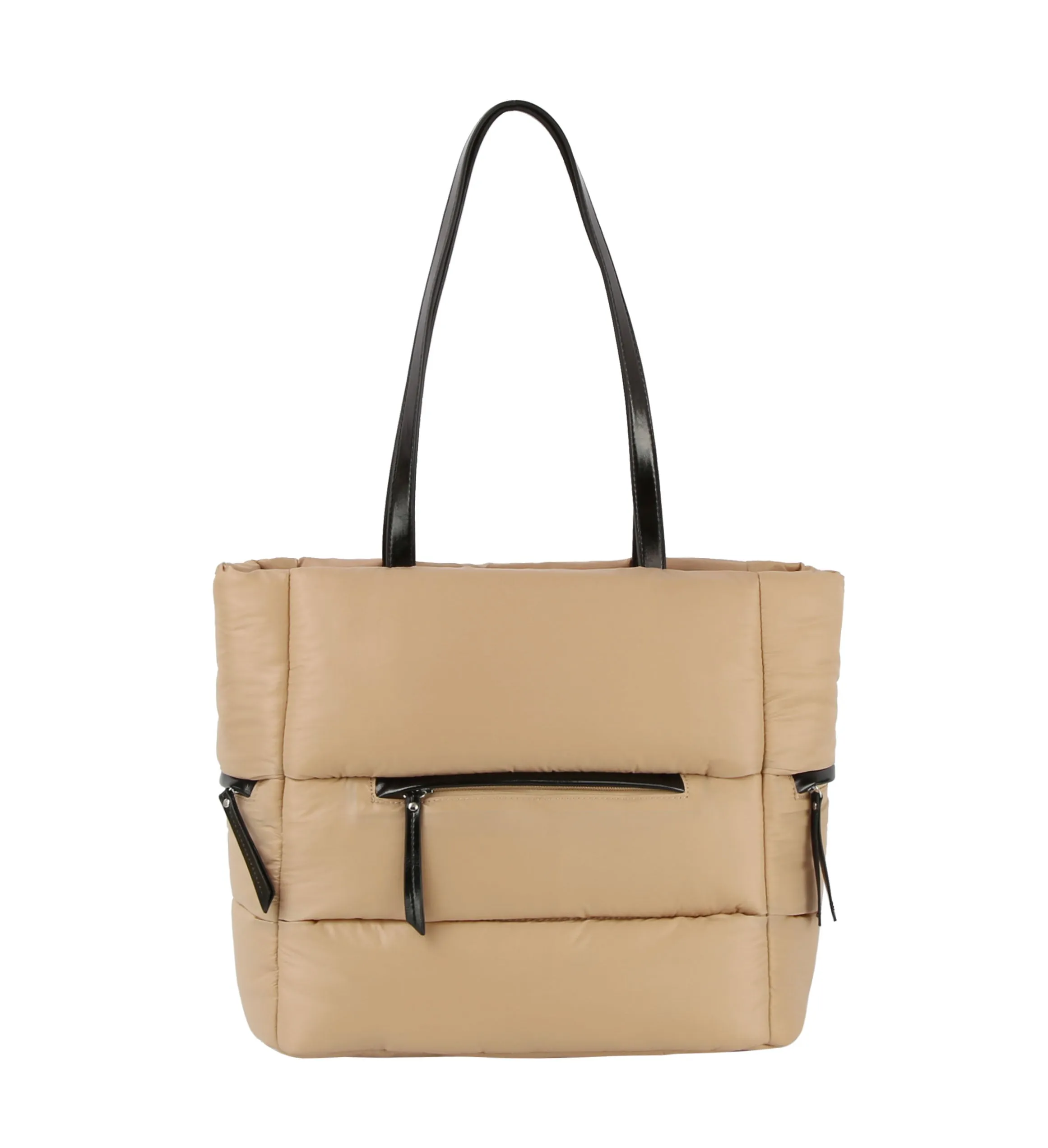 Nylon puffy shopper tote
