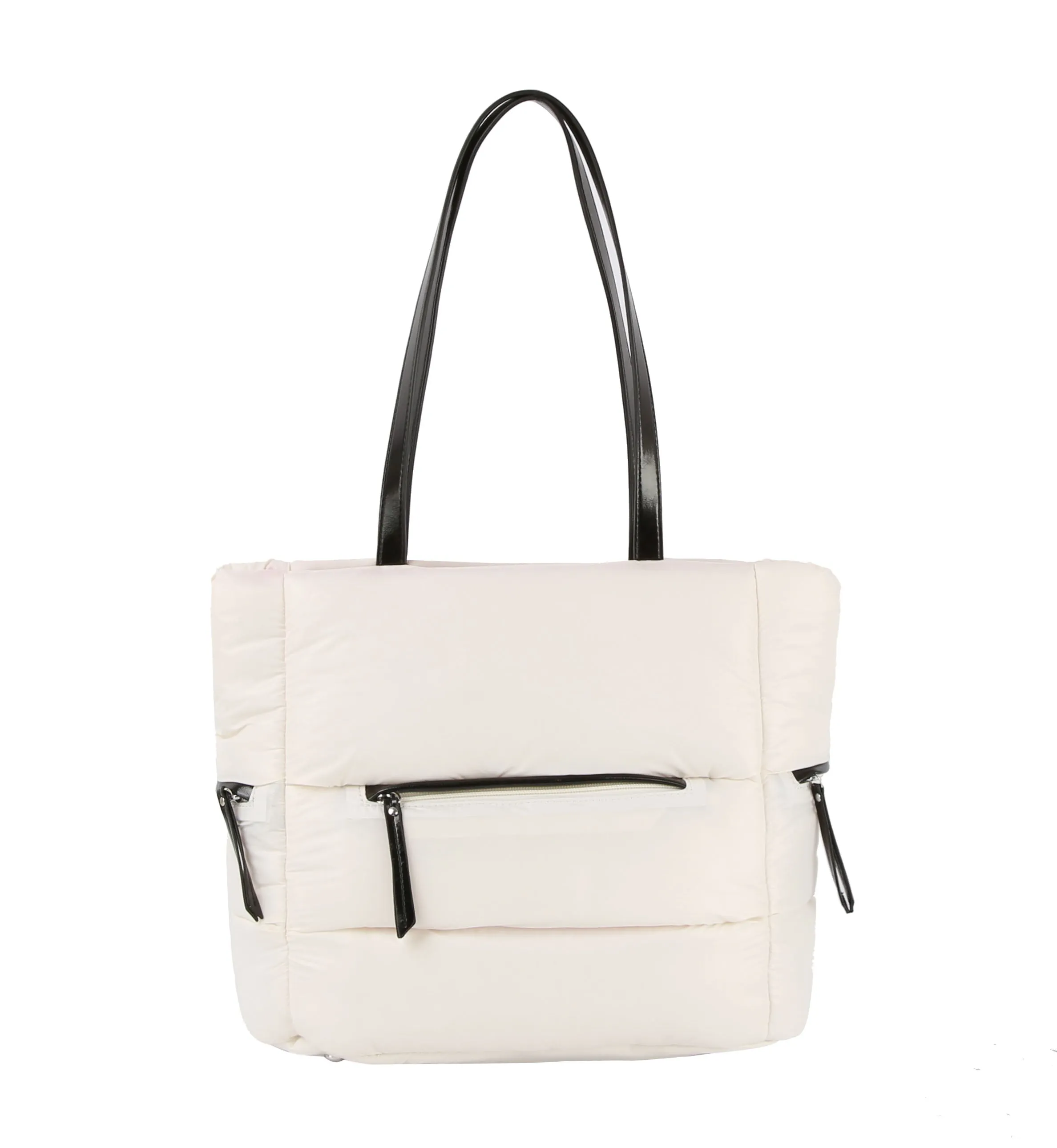 Nylon puffy shopper tote