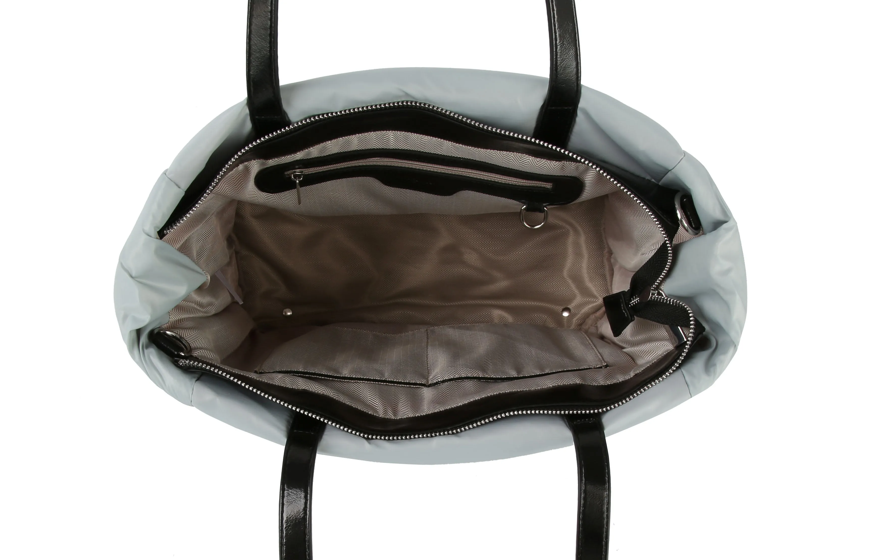 Nylon puffy shopper tote