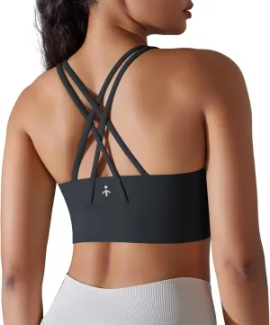 Orolay Sports Bra for Women Padded Criss Cross Strappy Yoga Bras Cropped Tank Tops