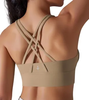 Orolay Sports Bra for Women Padded Criss Cross Strappy Yoga Bras Cropped Tank Tops
