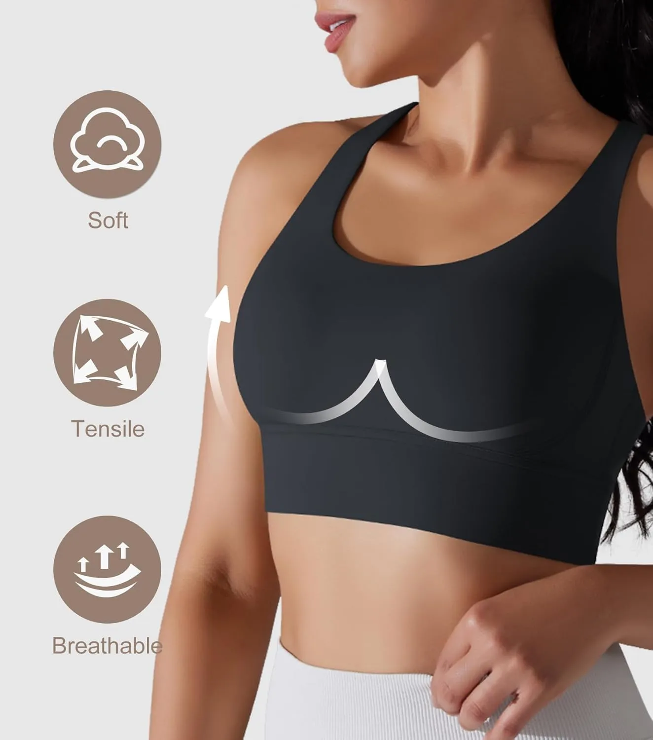 Orolay Sports Bra for Women Padded Criss Cross Strappy Yoga Bras Cropped Tank Tops