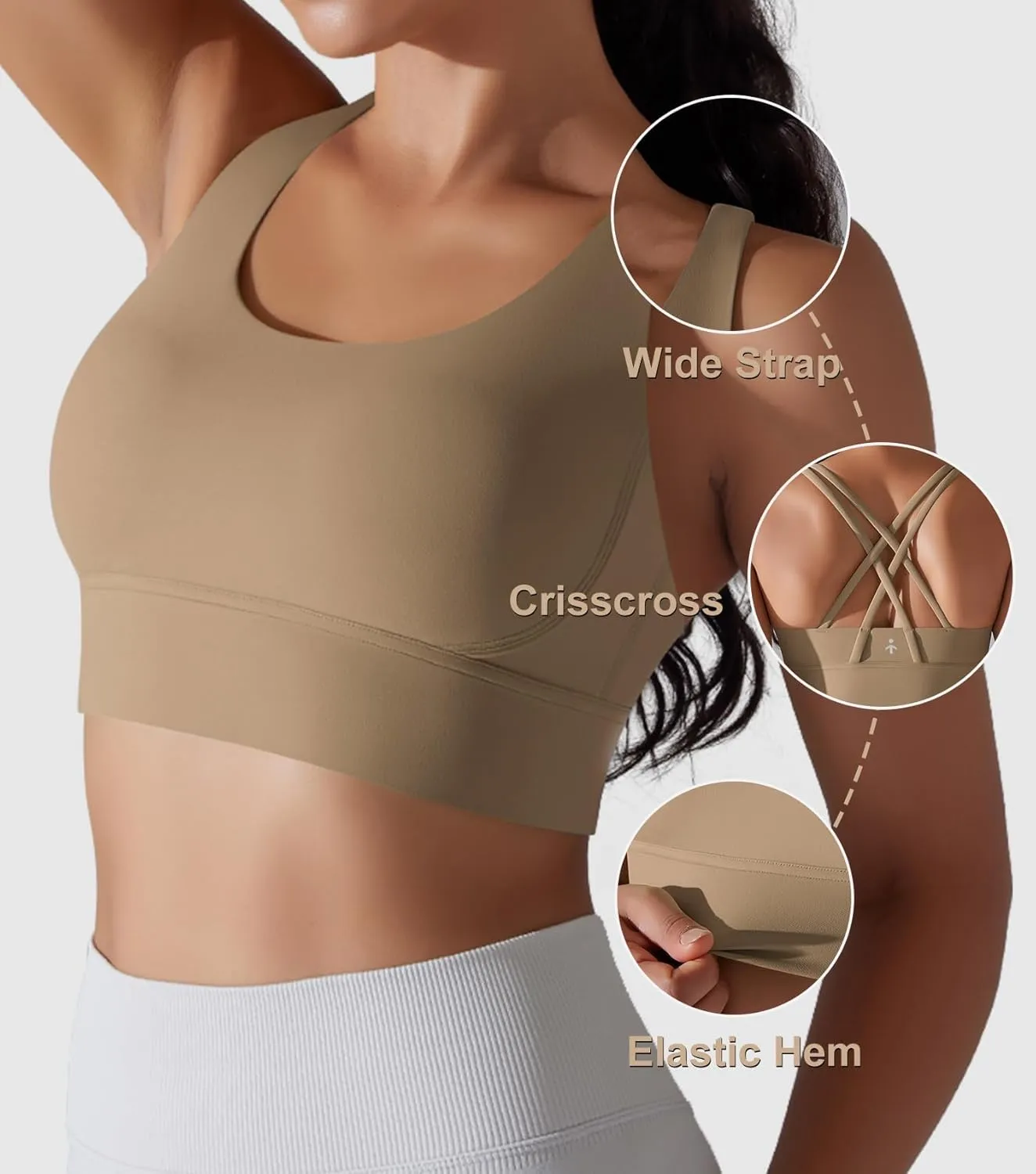 Orolay Sports Bra for Women Padded Criss Cross Strappy Yoga Bras Cropped Tank Tops
