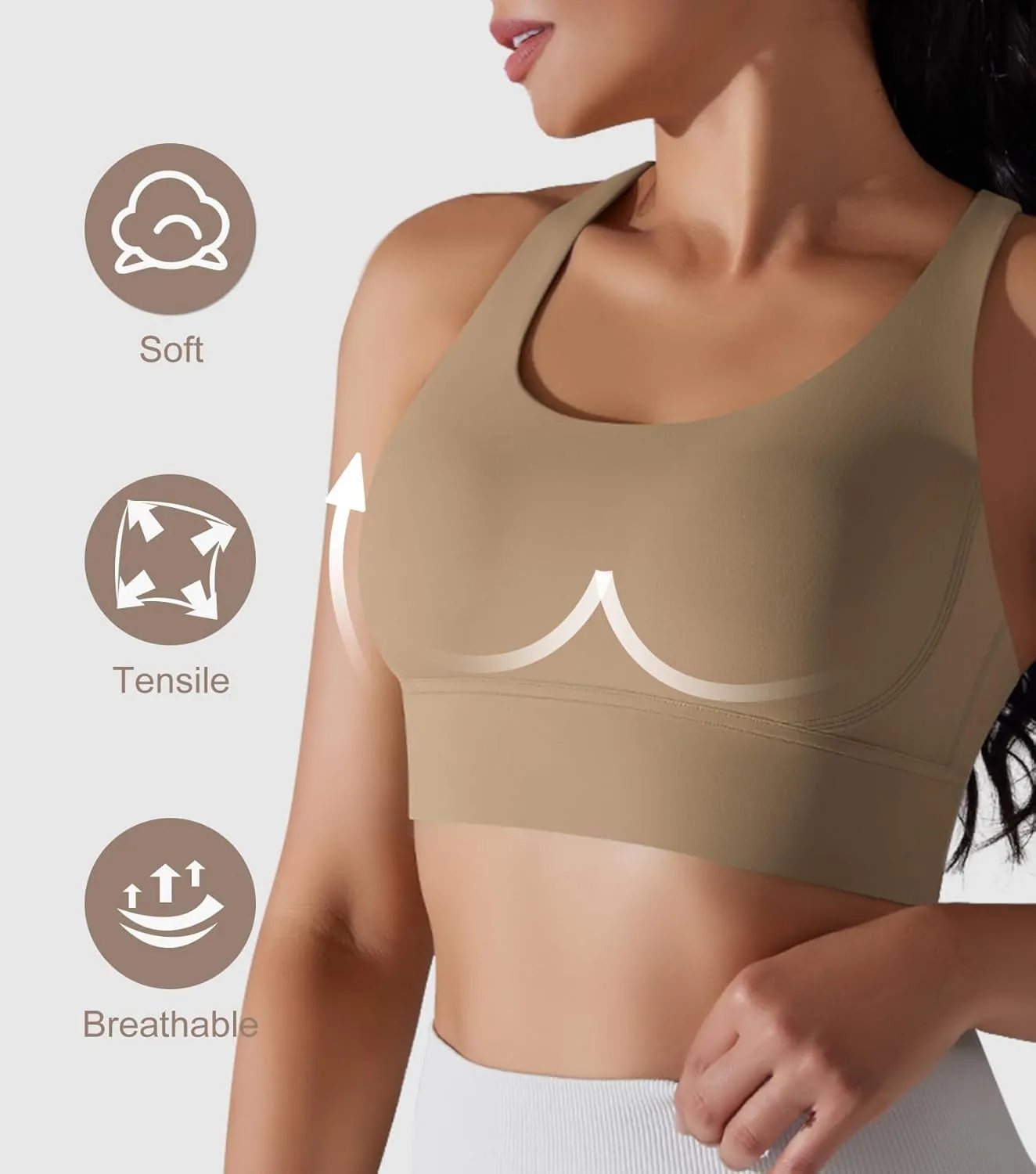 Orolay Sports Bra for Women Padded Criss Cross Strappy Yoga Bras Cropped Tank Tops