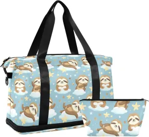 Otters and Stars Sports Gym Bag with Waterproof Dry Wet Pocket, Travel Duffel Bag for Women MenWorkout Bag Fits Yoga, Swimming