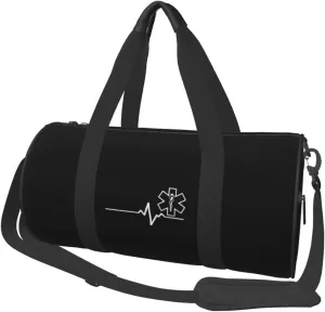 Paramedic Heartbeat Thin White Line Convertible Garment Bag with Shoulder Strap, Carry on Garment Duffel Bag for Men Women - Rolling Foldable for Travel Luggage Bags (Black)