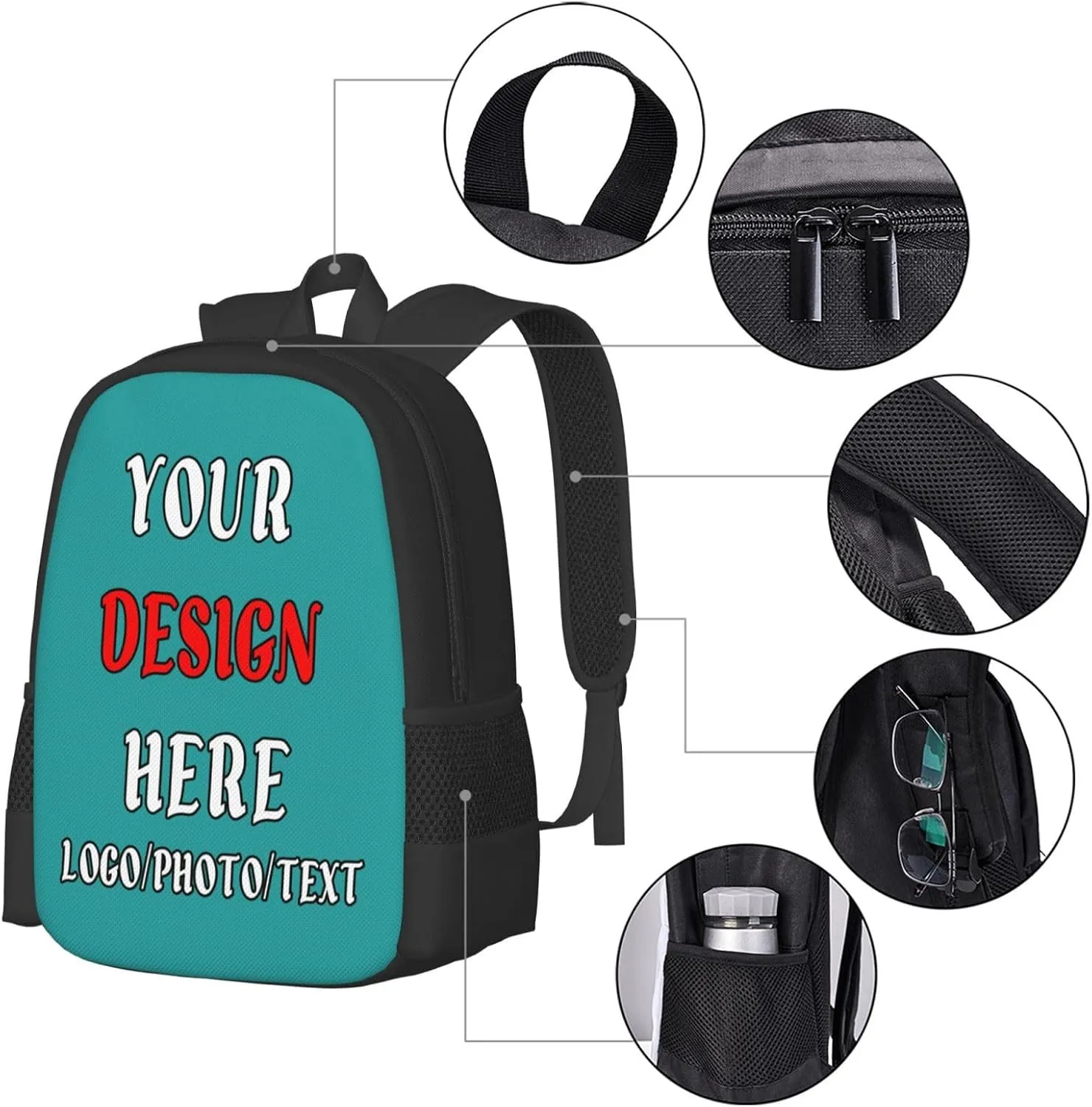 Personalized Backpack For Mens Womens,With Logo Text Customize Laptop Backpack Casual Travel Backpack