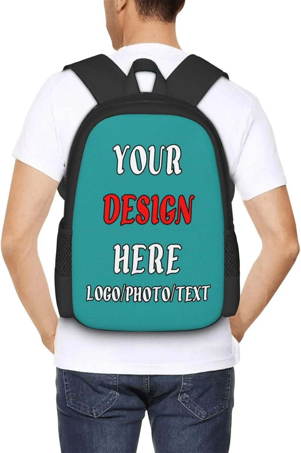 Personalized Backpack For Mens Womens,With Logo Text Customize Laptop Backpack Casual Travel Backpack