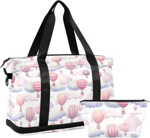 Pink Balloons Sports Gym Bag with Waterproof Dry Wet Pocket, Travel Duffel Bag for Women MenWorkout Bag Fits Yoga, Swimming
