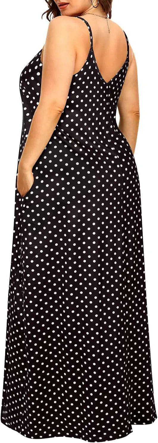 Pinup Fashion Women's Summer Maxi Dress Plus Size Sleeveless Spaghetti Strap Beach Long Dresses