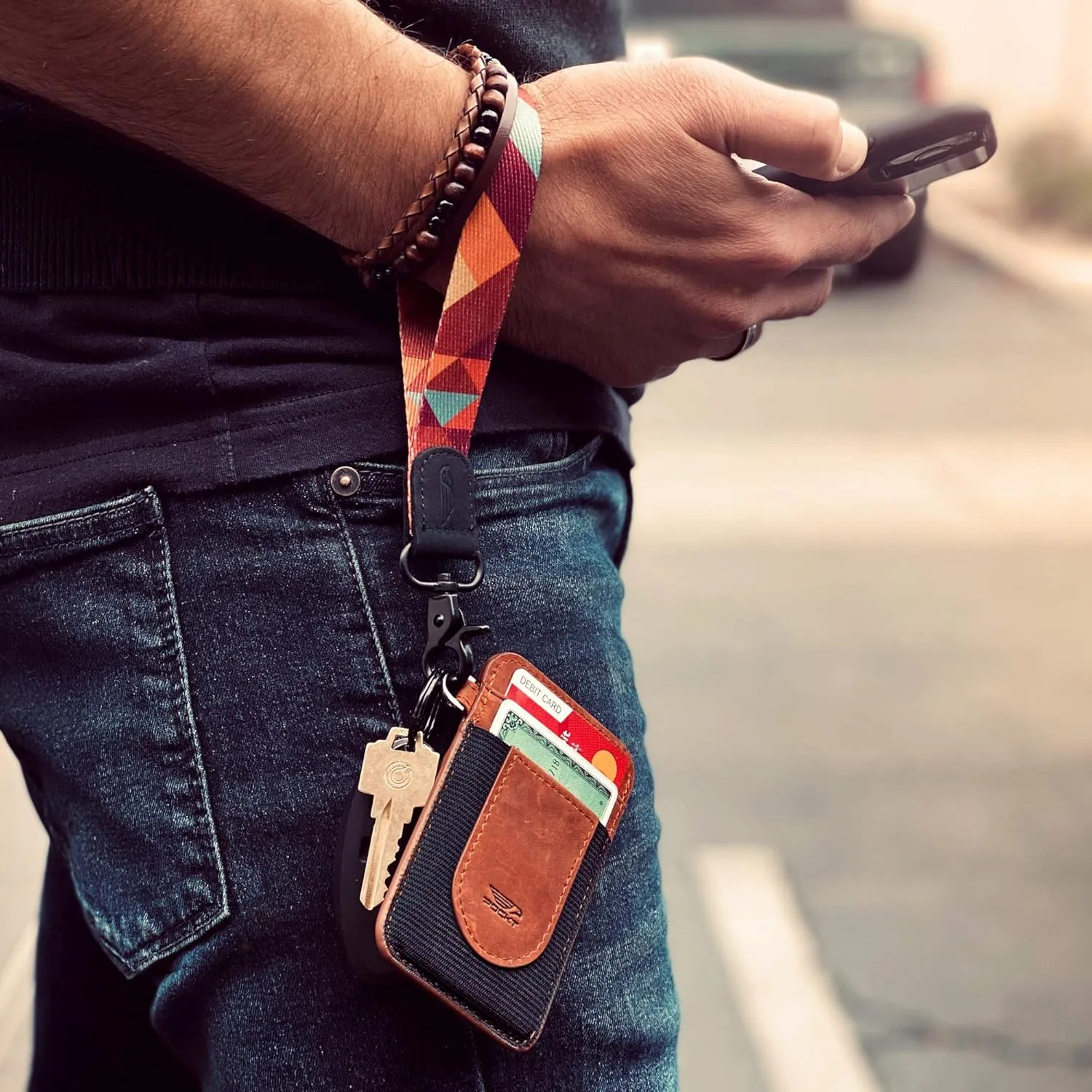 POCKT Lanyard for Keys Wristlet Strap Key Chain Holder for Men and Women - Cool Hand Wrist Lanyards for Keys and Wallets | Plaid
