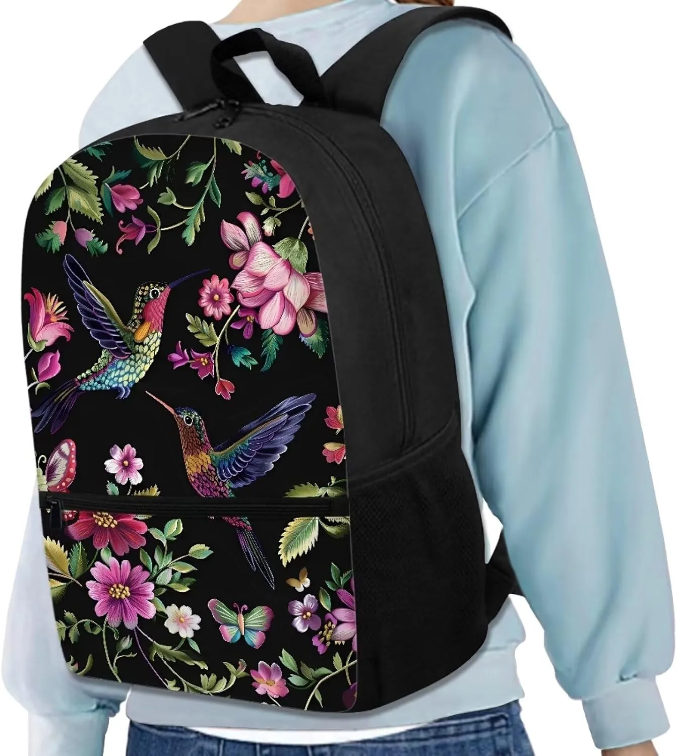 POLERO Floral Hummingbird Backpack for Women College Bookbag Laptop Backpacks School Bag Daypack