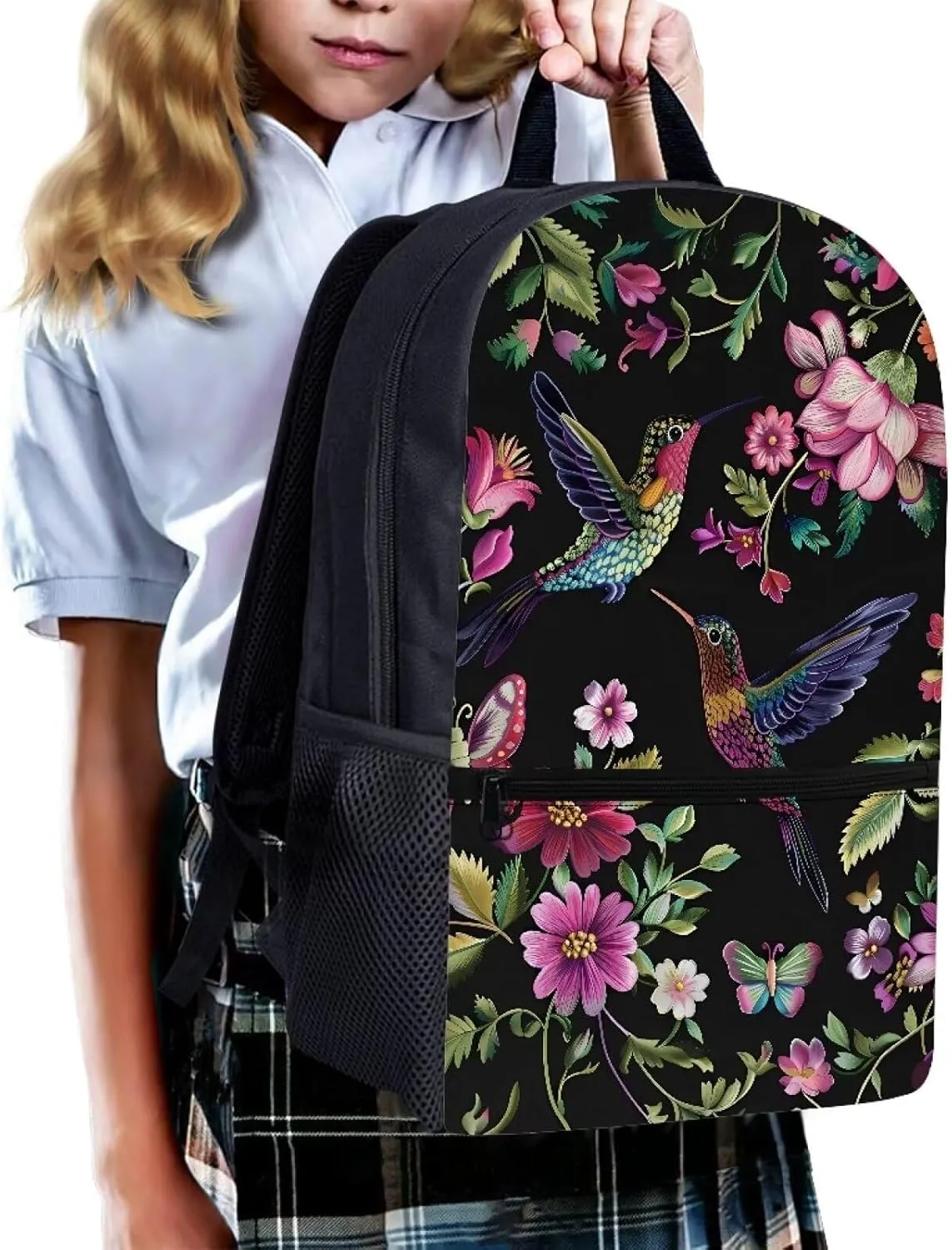 POLERO Floral Hummingbird Backpack for Women College Bookbag Laptop Backpacks School Bag Daypack