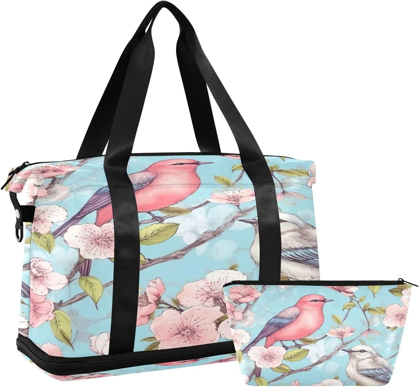Pretty Birds Sports Gym Bag with Waterproof Dry Wet Pocket, Travel Duffel Bag for Women MenWorkout Bag Fits Yoga, Swimming