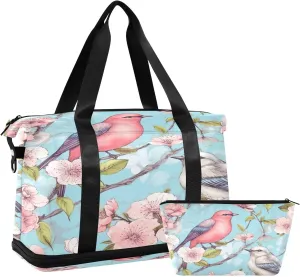 Pretty Birds Sports Gym Bag with Waterproof Dry Wet Pocket, Travel Duffel Bag for Women MenWorkout Bag Fits Yoga, Swimming
