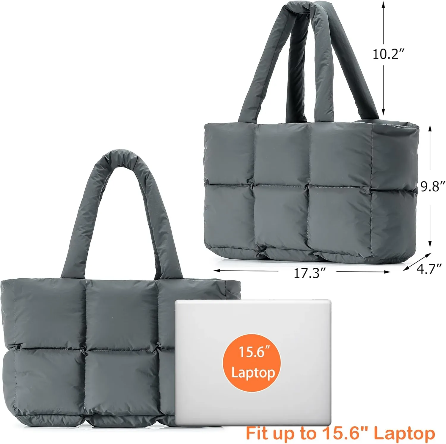 Puffer Tote Bag for Women, Large Quilted Puffy Handbag Lightweight Winter Down Padding Lattice Satchel Purse