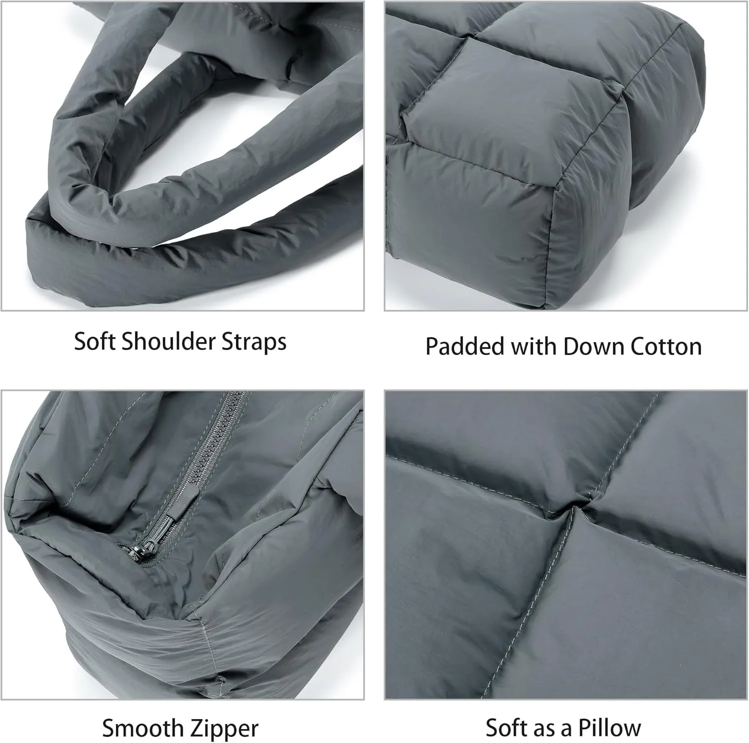 Puffer Tote Bag for Women, Large Quilted Puffy Handbag Lightweight Winter Down Padding Lattice Satchel Purse