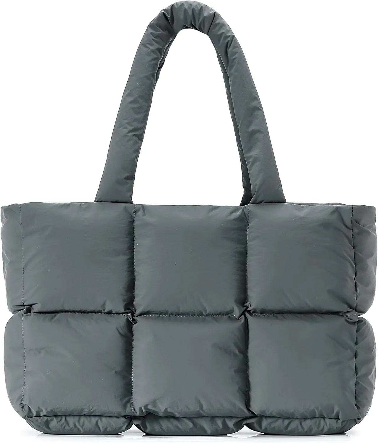Puffer Tote Bag for Women, Large Quilted Puffy Handbag Lightweight Winter Down Padding Lattice Satchel Purse