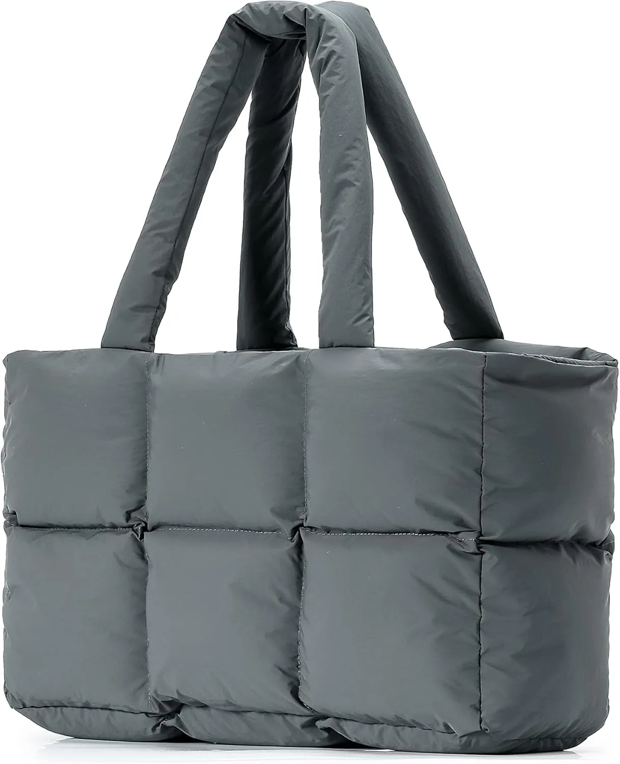 Puffer Tote Bag for Women, Large Quilted Puffy Handbag Lightweight Winter Down Padding Lattice Satchel Purse