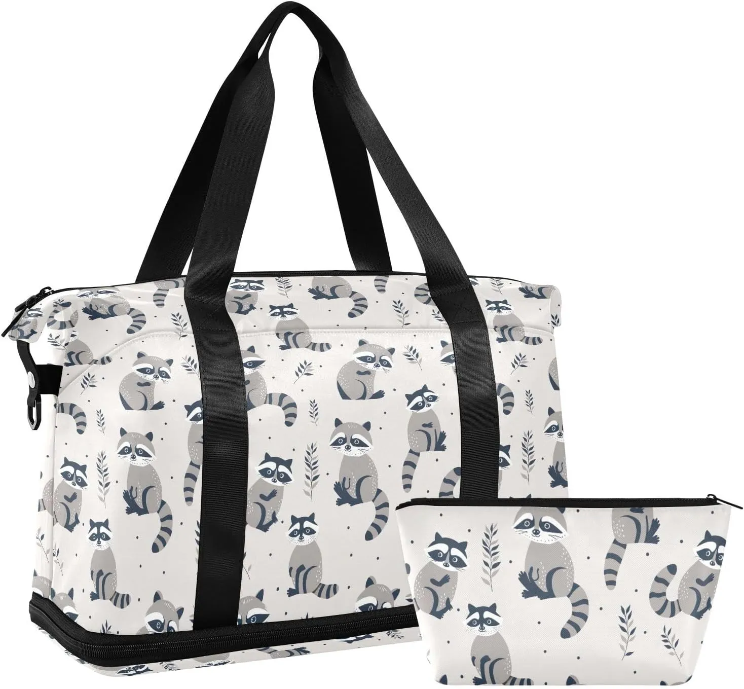 Raccoon Sports Gym Bag with Waterproof Dry Wet Pocket, Travel Duffel Bag for Women MenWorkout Bag Fits Yoga, Swimming
