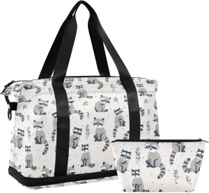 Raccoon Sports Gym Bag with Waterproof Dry Wet Pocket, Travel Duffel Bag for Women MenWorkout Bag Fits Yoga, Swimming