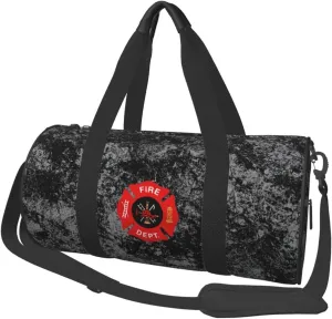 Red Fire Department Badge Convertible Garment Bag with Shoulder Strap, Carry on Garment Duffel Bag for Men Women - Rolling Foldable for Travel Luggage Bags (Black)