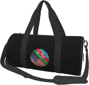 Retro America And Azerbaijan Flag Convertible Garment Bag with Shoulder Strap, Carry on Garment Duffel Bag for Men Women - Rolling Foldable for Travel Luggage Bags (Black)