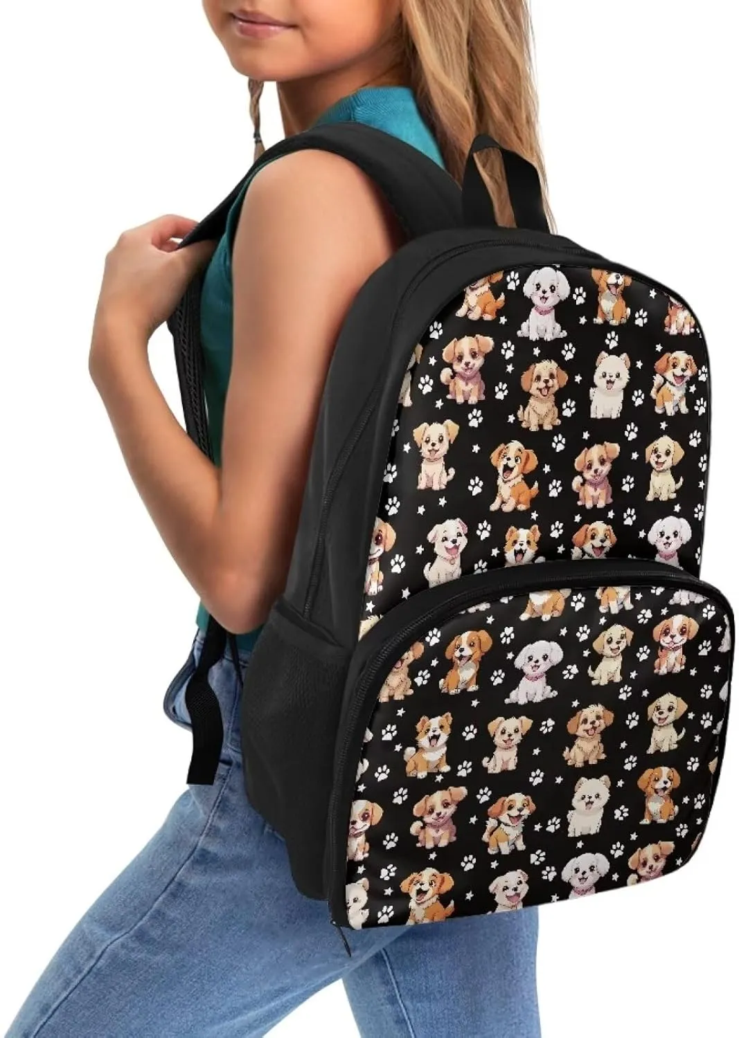Rnyleeg School Backpack Book Bags with Lunch Box Preschool Kindergarten BookBag Cartoon Dog Pattern Daypack Insulated Cooler Lunch Box Laptop Backpack for Kids Boys Girls
