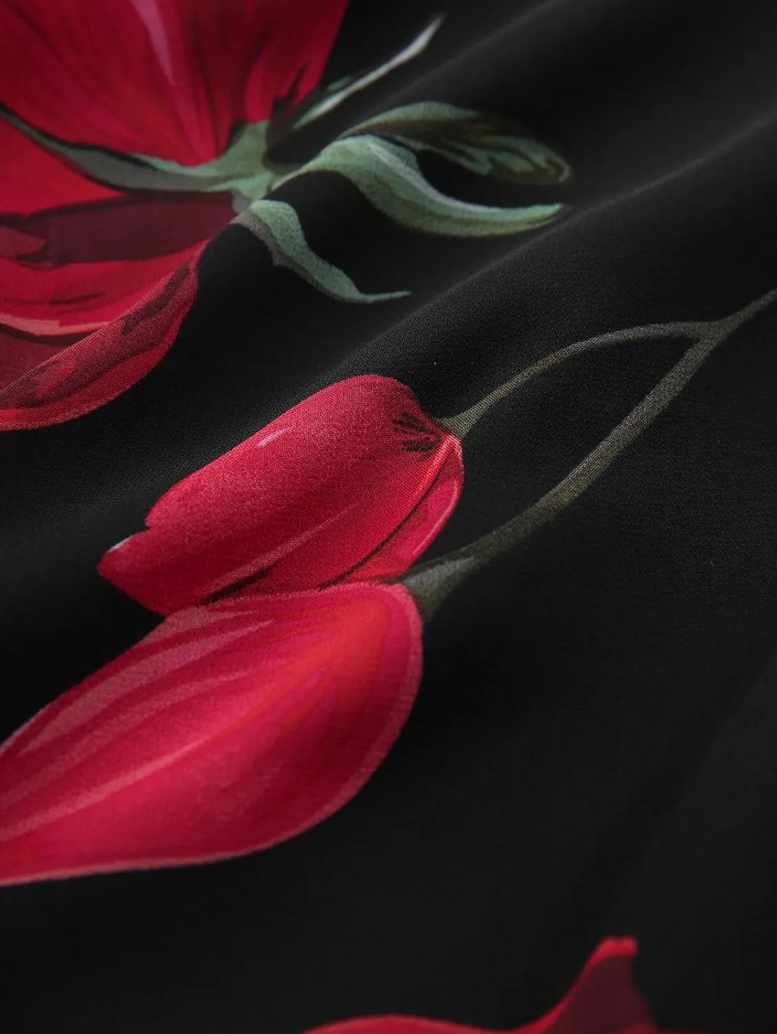 ROSE GAL Rosegal Women Plus Size Flower Print Chiffon Panel Knee Length Flowy Dress with Pockets