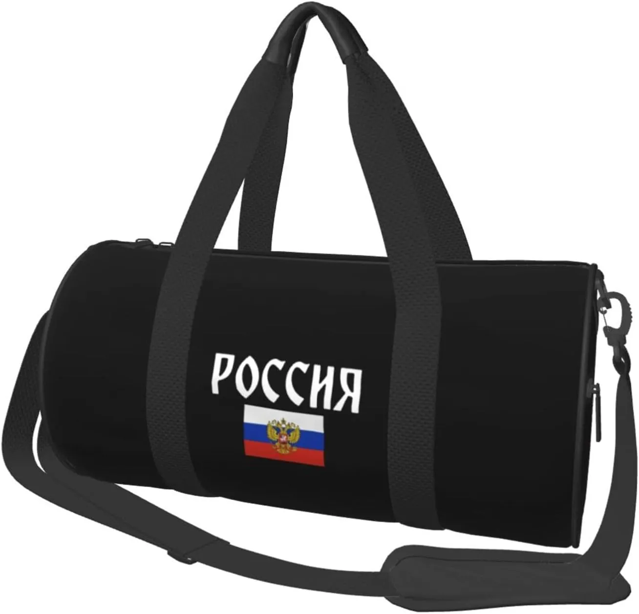 Russia-Flag-Russian-Emblem-Pride- Convertible Garment Bag with Shoulder Strap, Carry on Garment Duffel Bag for Men Women - Rolling Foldable for Travel Luggage Bags (Black)
