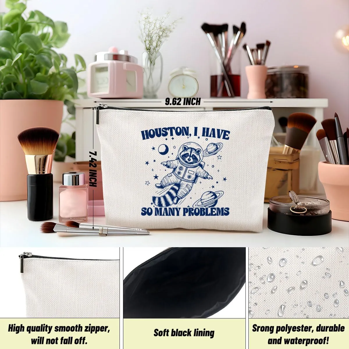 Sarcastic Raccoon Makeup Bag Funny Gifts Humor Cosmetic Bag Raccoon Gifts for Women Friend Sisters Cousin Zipper Pouchs Toiletry Bags for Camping Picnic Thanksgiving Christmas Friendship Gifts