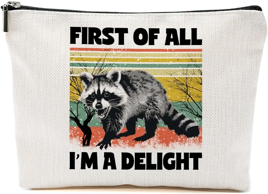 Sarcastic Raccoon Makeup Bag Funny Gifts Humor Cosmetic Bag Raccoon Gifts for Women Friend Sisters Daughter Zipper Pouchs Toiletry Bags for Camping Picnic Thanksgiving Christmas Friendship Gifts