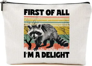 Sarcastic Raccoon Makeup Bag Funny Gifts Humor Cosmetic Bag Raccoon Gifts for Women Friend Sisters Daughter Zipper Pouchs Toiletry Bags for Camping Picnic Thanksgiving Christmas Friendship Gifts