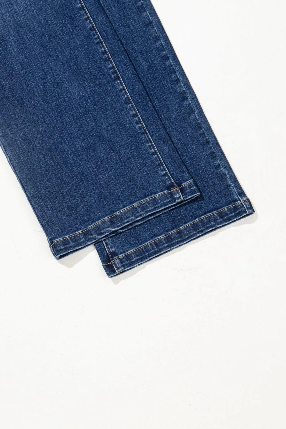 Sidefeel Women's Wide Leg Jeans High Waisted Tummy Control Stretchy Straight Leg Elastic Waist Trendy Denim Pants