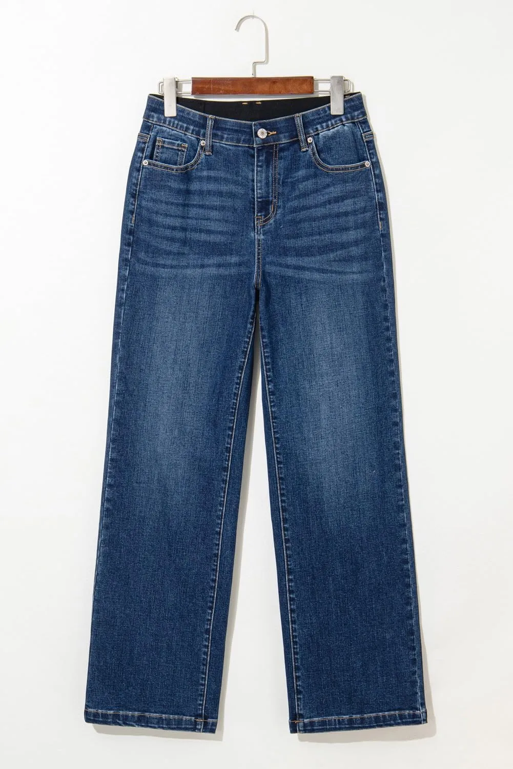 Sidefeel Women's Wide Leg Jeans High Waisted Tummy Control Stretchy Straight Leg Elastic Waist Trendy Denim Pants