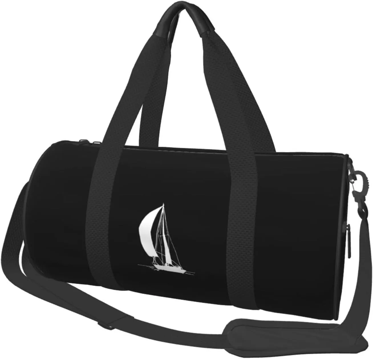 Silhouette of Sailboat Convertible Garment Bag with Shoulder Strap, Carry on Garment Duffel Bag for Men Women - Rolling Foldable for Travel Luggage Bags (Black)