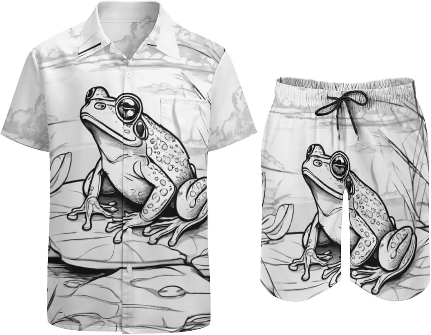 Sketch Otters Party Shorts Shirt Men Swim Trunks Quick Dry Surfing Beach Shorts with Pockets Casual Beach Suit