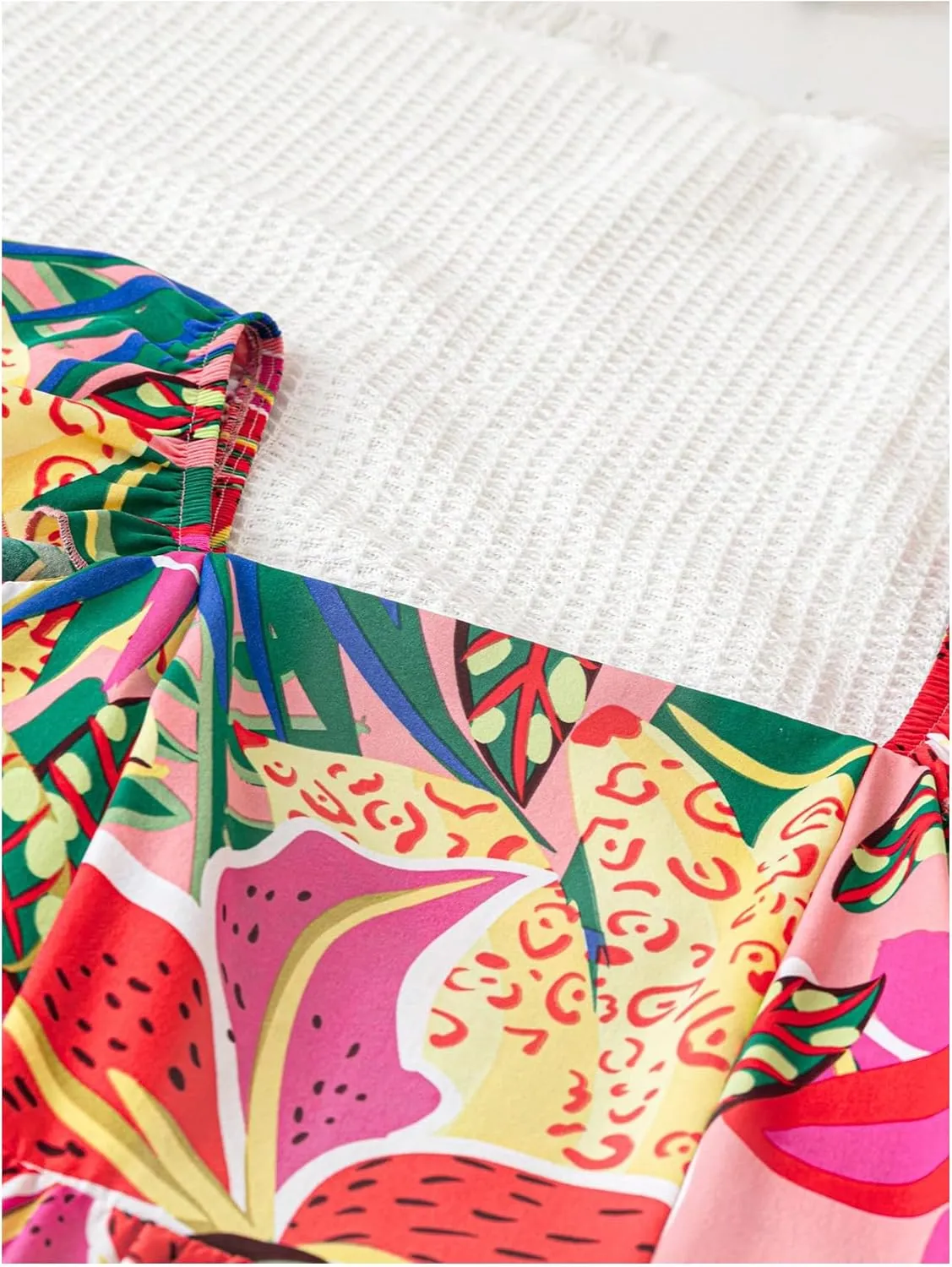 SOLY HUX Women's Summer Tropical Midi Dresses Square Neck Beach A-Line Sun Casual Boho Floral Print Flowy Long Dress