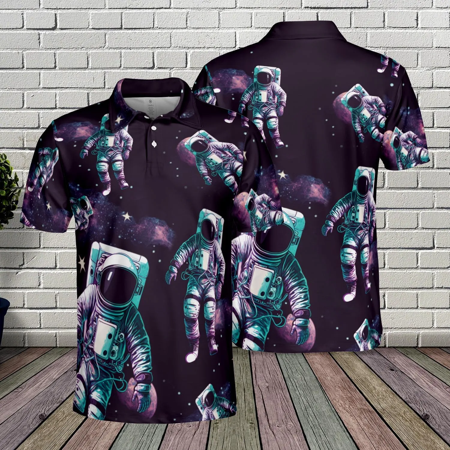 Spaceflight Polo Shirts for Men - Spaceflight Lovers Stylish Mens Goft Shirt Casual Short Sleeve Button Down Outfit Set 58