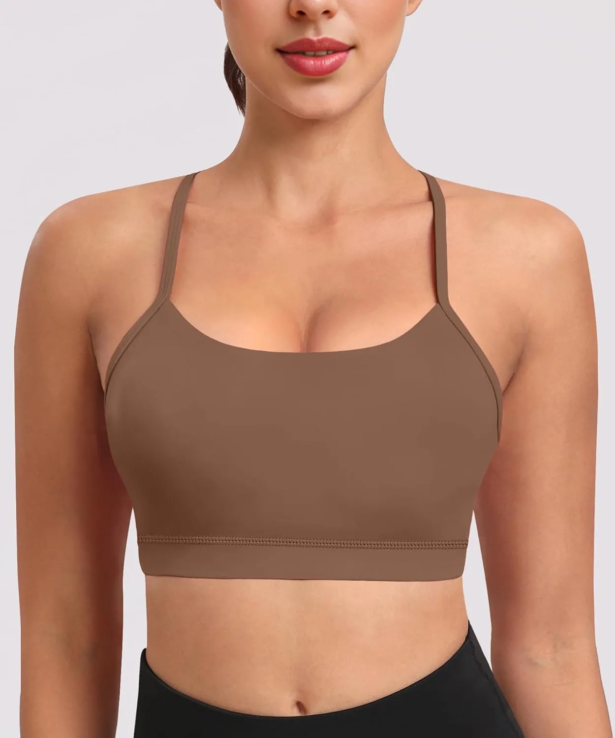 Spaghetti Strap Padded Sports Bras for Women - Y Back Yoga Workout Tops (3 Pack)