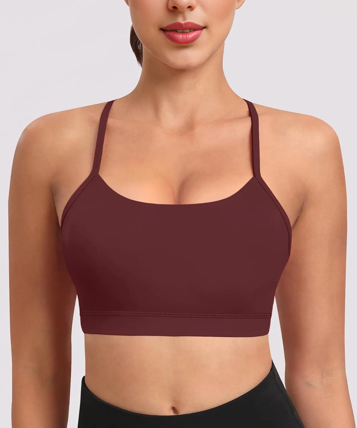 Spaghetti Strap Padded Sports Bras for Women - Y Back Yoga Workout Tops (3 Pack)