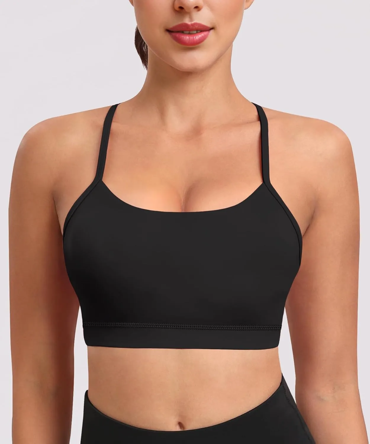Spaghetti Strap Padded Sports Bras for Women - Y Back Yoga Workout Tops (3 Pack)