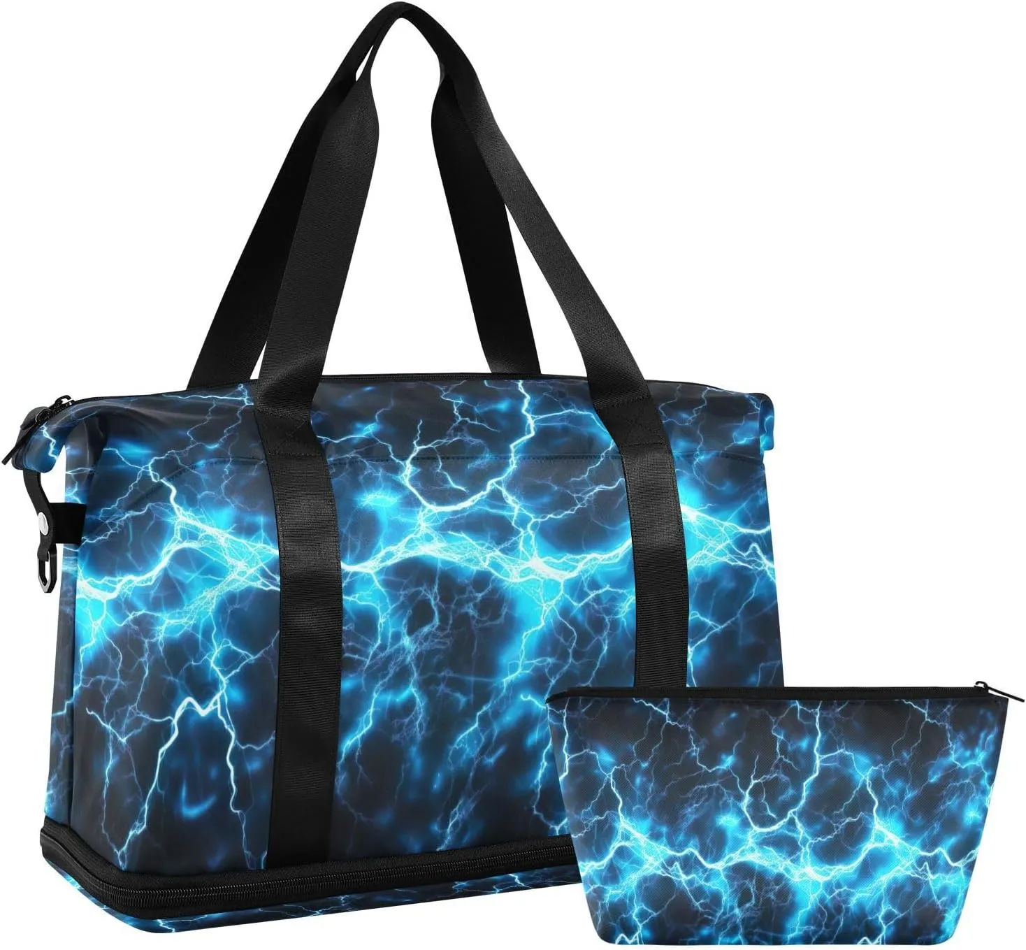 Spark Texture Blue Sports Gym Bag with Waterproof Dry Wet Pocket, Travel Duffel Bag for Women MenWorkout Bag Fits Yoga, Swimming