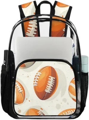 Sport Rugby Heavy Duty Clear Backpack American Football Large See Through Backpacks PVC Transparent Backpack Clear Bag for Women Men Security Stadium Work Travel Events Concert