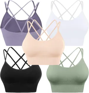 Sports Bras for Women High Impact Cross Back Strappy Bras Cropped Padded Seamless Workout Yoga Bras Set