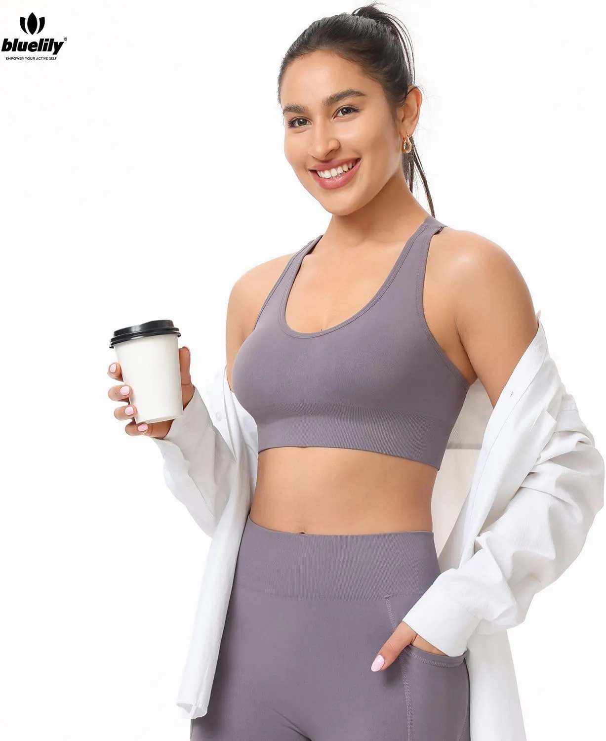 Sports Bras for Women High Impact Cross Back Strappy Bras Cropped Padded Seamless Workout Yoga Bras Set