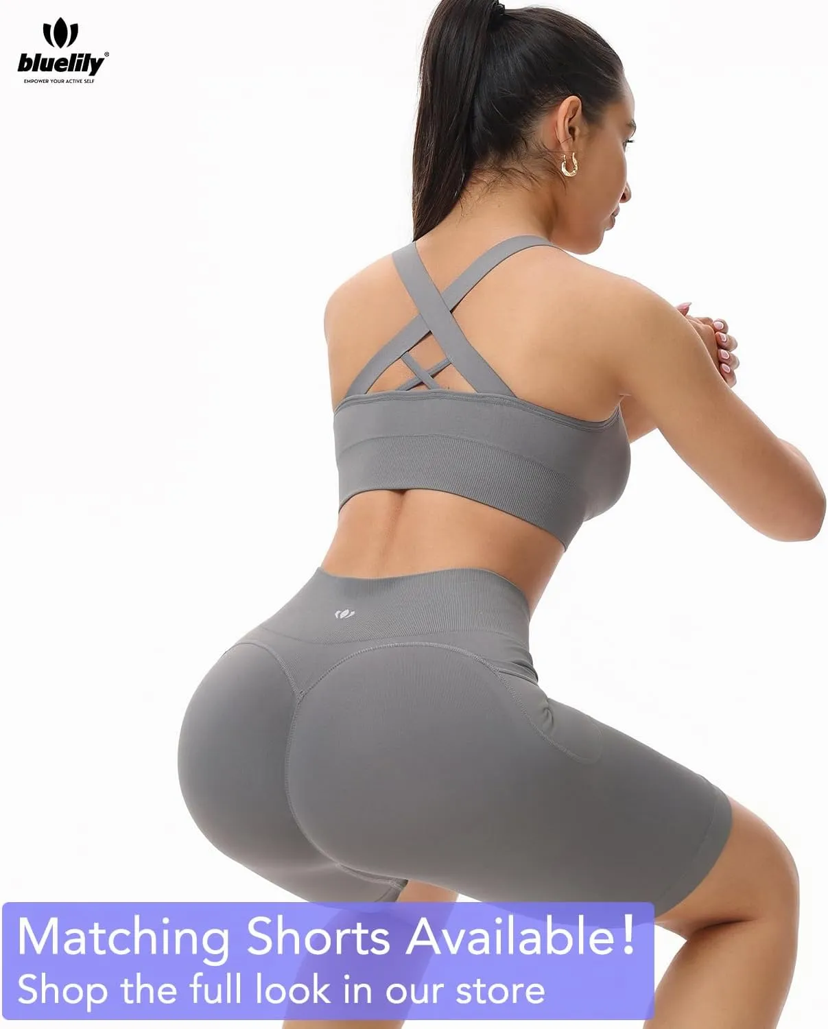 Sports Bras for Women High Impact Cross Back Strappy Bras Cropped Padded Seamless Workout Yoga Bras Set